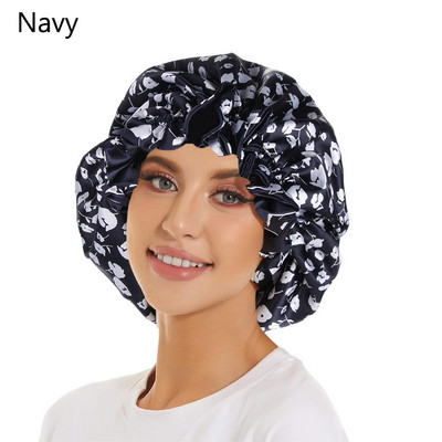 1PC Dvoslojne svilene šeširiće Elastična reverzibilna ekstra velika satenska kapa za spavanje za kovrčavu/prirodnu kosu Žene Djevojački omot za glavu