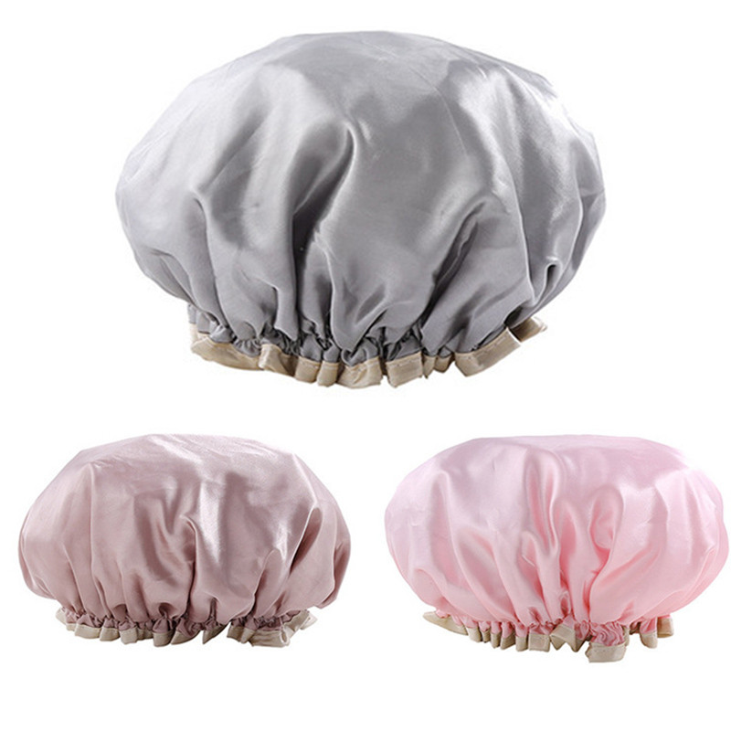 1gab Skaistas Biezas Sieviešu dušas Cepures Satīna Cepures Matu Pārklājums Ūdensnecaurlaidīgs Peldcepures Dušas Cepures Vannas istabas Produkti Izturīgi
