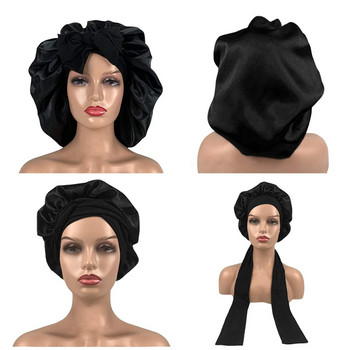 Σατέν καπέλο Hair Night Fashion Bonnets σάουνας Αξεσουάρ μπάνιου Καπάκι μπάνιου τύπου ελαστικό λουράκι για γυναίκες