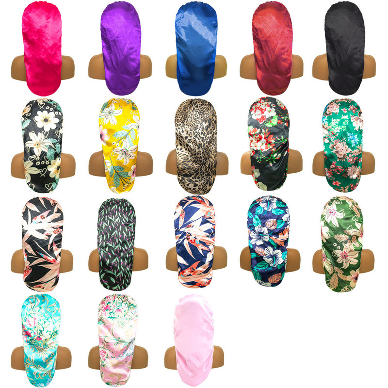 Bonet Satenske kape za tuširanje Ženske jednobojne cvjetne elastične noćne kape sa širokim obodom Šeše za kosu za dugu kosu Dodaci za metlu za kupanje