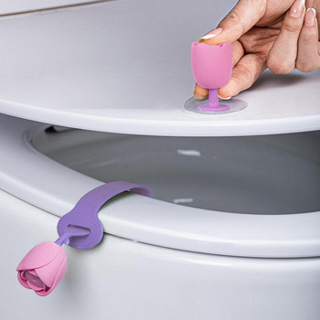 Σετ ανυψωτικών καθισμάτων τουαλέτας Nordic επαναχρησιμοποιήσιμο Σετ ανυψωτικού καπακιού τουαλέτας σιλικόνης με λαβές ανυψωτικού καθίσματος τουαλέτας μπάνιου σε σχήμα λουλουδιού Για