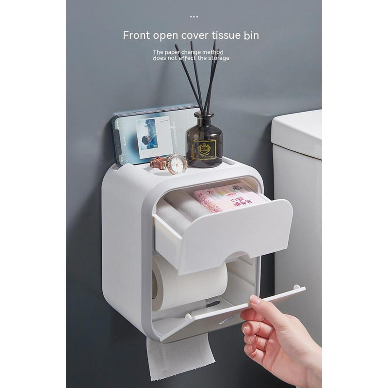 Tualeto popieriaus laikymo dėžutė, atspari vandeniui be smūgių, sieninė laikiklio lentyna Virtuvės vonios kambario priedai