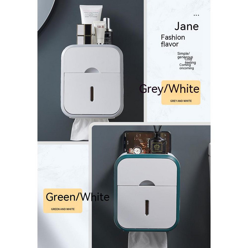 Tualeto popieriaus laikymo dėžutė, atspari vandeniui be smūgių, sieninė laikiklio lentyna Virtuvės vonios kambario priedai