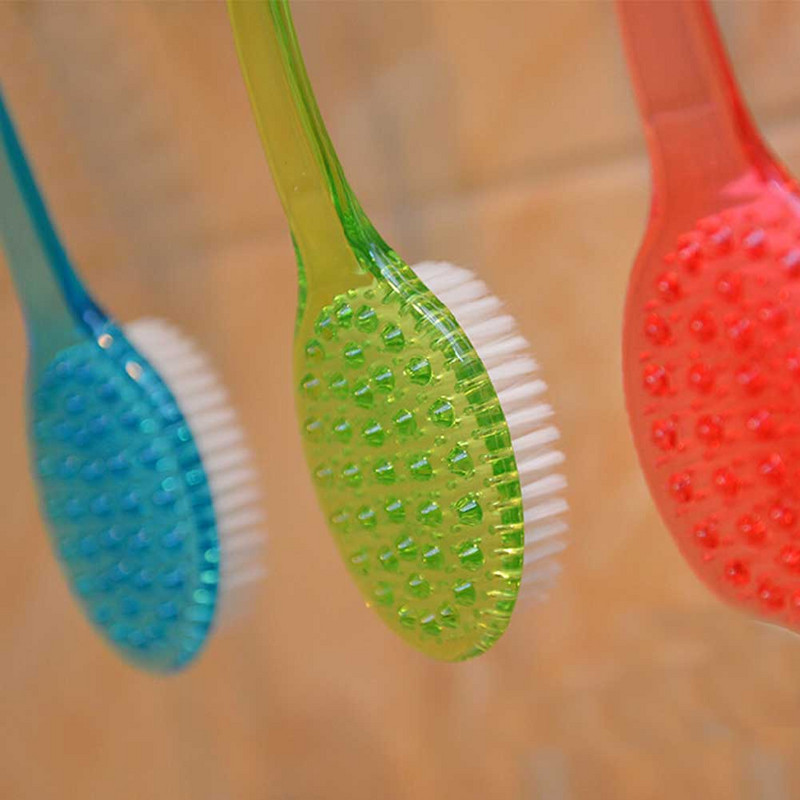 36,5x7x3cm plastmasas vannas birste ar garu rokturi, skruberis ādas masāžas birste Muguras berzes birste vannas tīrīšanas rīks 3 krāsas