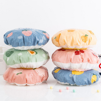 6 Color Fashion Αδιάβροχο καπάκι μπάνιου με φρούτα Ελαστικό καπέλο ντους Επαναχρησιμοποιούμενο κάλυμμα μαλλιών κεφαλής μπάνιου για γυναίκες Προμήθειες μπάνιου ντους
