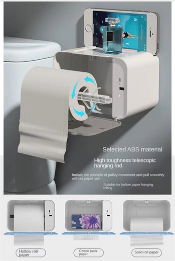 Непробиваем водоустойчив държач за хартия Поставка за тоалетна хартия Стенен държач за кърпички Индукционна автоматична кутия за кърпички Консумативи за интелигентен дом