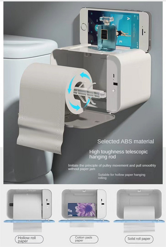 Vodootporni držač papira koji se ne buši Stalak za toaletni papir Držač papirnih maramica za montiranje na zid Indukcijska automatska kutija za papirne maramice Potrepštine za pametnu kuću