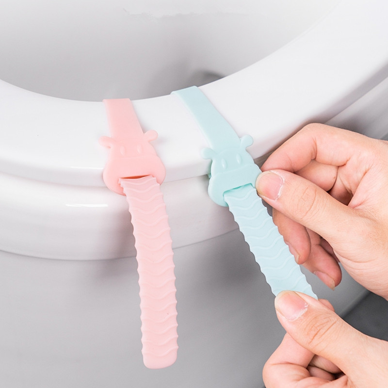 Silikonski podizač navlake za WC školjku u obliku simpatične krave Closestool Ručka navlake za sanitarnu sjedalicu Podesivi uređaj za podizanje poklopca WC školjke