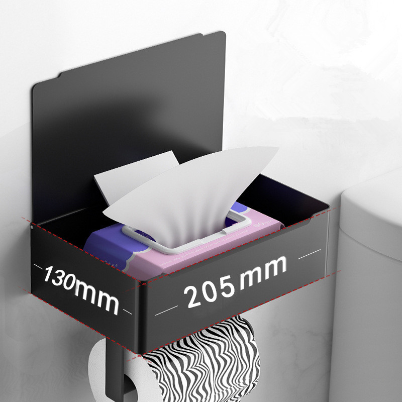 Zidni držač toaletnog papira s policom za telefon Polica za pohranu rola maramica od legure aluminija Kuhinja Kupaonski pribor