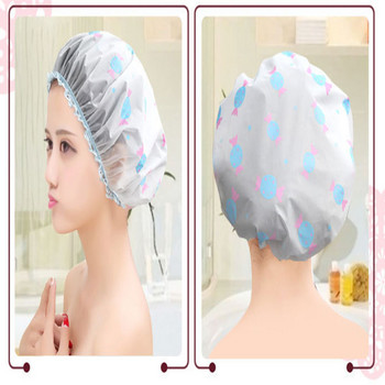 PVC шапка за душ Водоустойчив висококачествен фризьорски салон Еластичен удебелен за жени Шапка за баня Продукти за баня Сърдечен лък Щампа за къпане