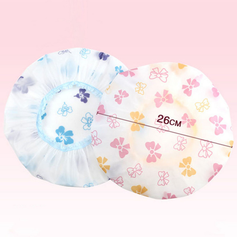 PVC dušas vāciņš Ūdensizturīgs augstas kvalitātes matu salons elastīgs sabiezināts sievietēm vannas cepure Vannas istabas produkti ar sirds loku apdrukāta peldēšanās