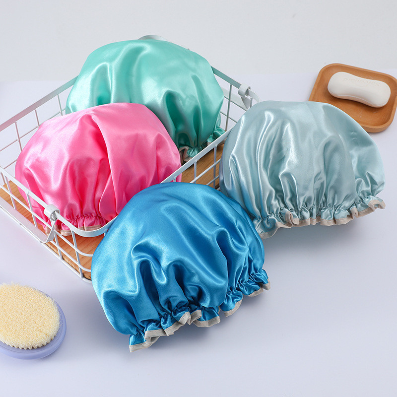 Vrhunska vodootporna satenska kapa za tuširanje u 14 boja Deblja noćna kapa Kapa za tuširanje za čišćenje doma Kemoterapija Ružičasto Plava Crna
