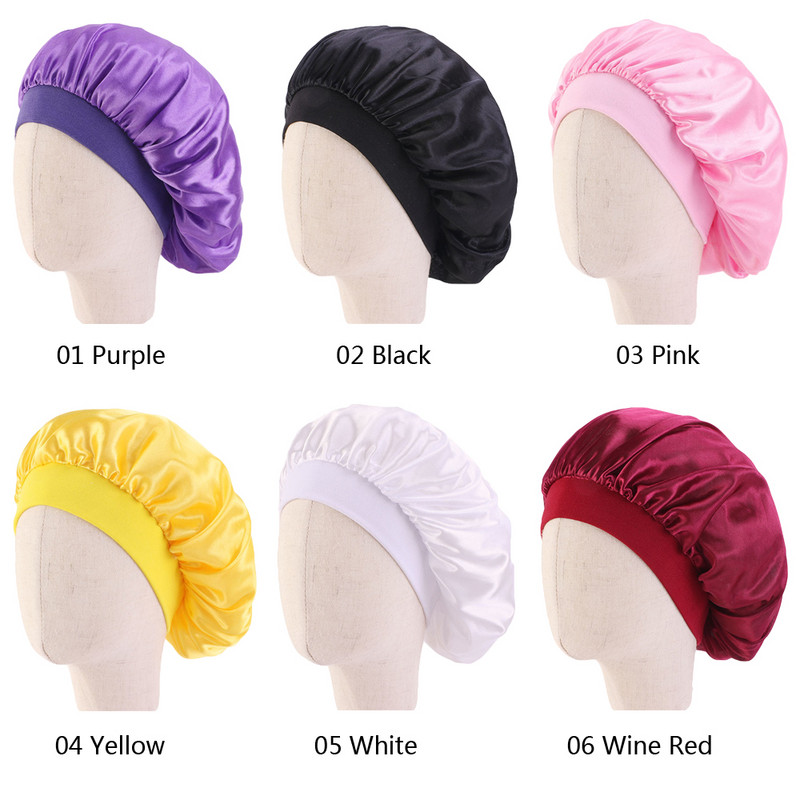 Dječja satenska svilena kapa s šeširom Široka elastična traka za djevojčice Jednobojna noćna kapa za spavanje Kape za tuširanje Umotani visokokvalitetni dodaci za kosu