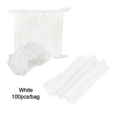 100 gab vienreizējās lietošanas kroku, elastīga sieta formas neausta vannas cepure skropstu pieaudzēšanai, caurspīdīga ūdensizturīga matu cepure dušas vāciņš