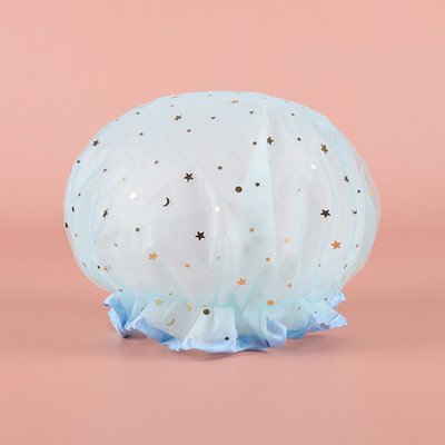 Kahekihiline tähistaeva disainiga paks veekindel dušimüts Tähemustriga Vannitoa Juuksuritarbed Vannimüts