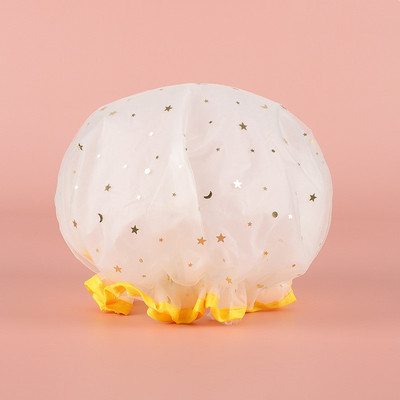 Kahekihiline tähistaeva disainiga paks veekindel dušimüts Tähemustriga Vannitoa Juuksuritarbed Vannimüts