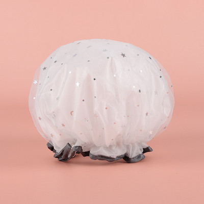 Kahekihiline tähistaeva disainiga paks veekindel dušimüts Tähemustriga Vannitoa Juuksuritarbed Vannimüts