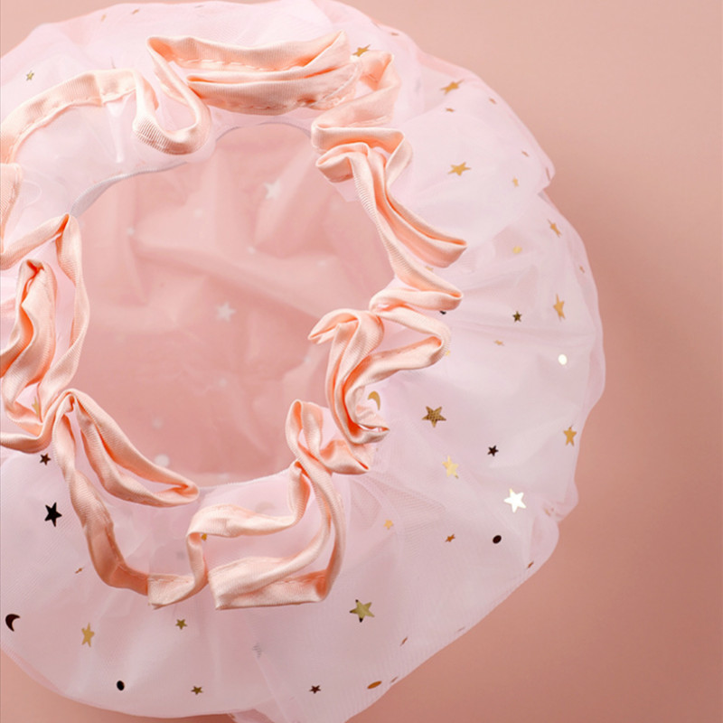 Kahekihiline tähistaeva disainiga paks veekindel dušimüts Tähemustriga Vannitoa Juuksuritarbed Vannimüts