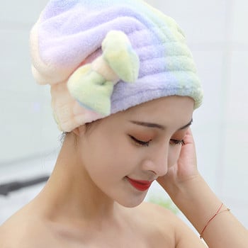 Πετσέτα για στεγνά μαλλιά από μικροΐνες με σκουφάκι ντους με παπιγιόν Σούπερ απορροφητικό που στεγνώνει γρήγορα Αξεσουάρ μπάνιου για γυναίκες Coral Velvet
