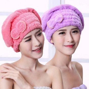 Καπάκι ντους για γυναίκες Καπάκι μαλλιών από μικροΐνες Γρήγορο στέγνωμα μαλλιών Μπάνιο σπα με παπιγιόν καπέλο πετσέτας για αξεσουάρ μπάνιου