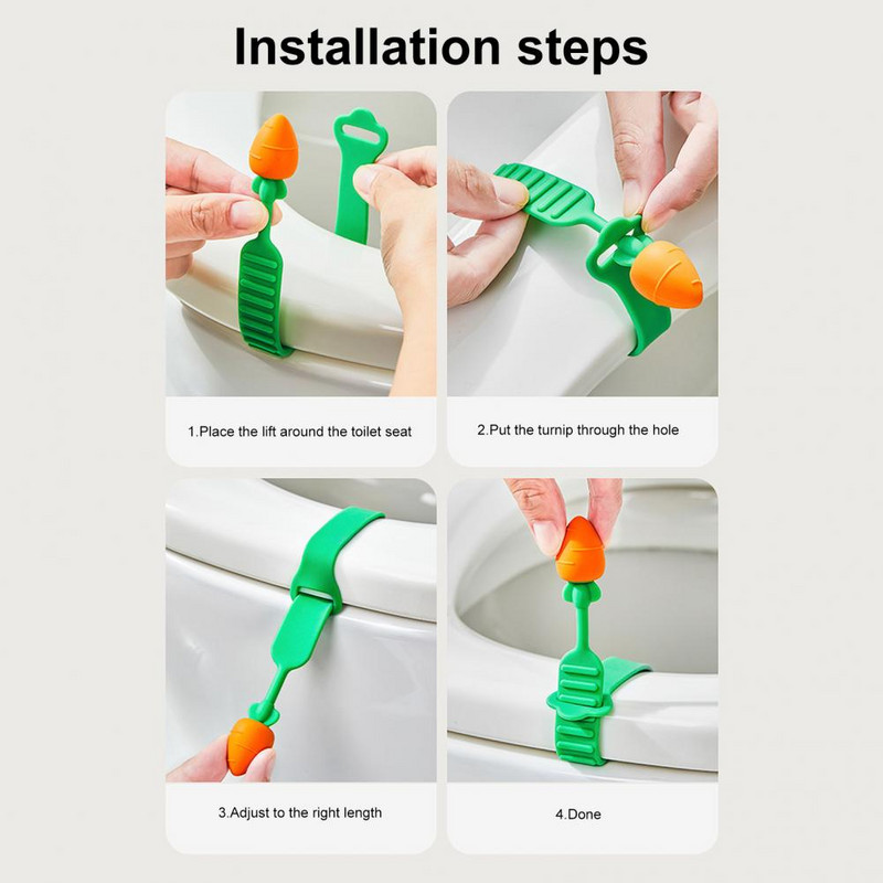 Ērts pretslīdēšanas darbu taupošs tualetes vāks Paceļams sēdekļa roktura turētājs Elastīgs tualetes sēdekļa gredzena rokturis Vannas istabas piederumi