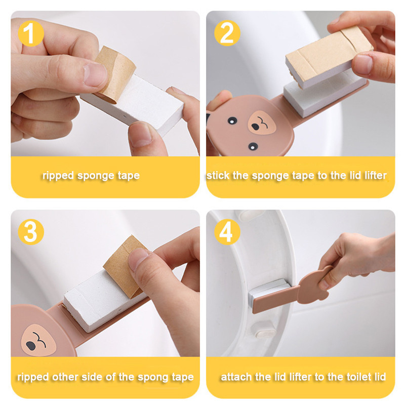 2Gb Cartoon tualetes sēdekļa roktura turētājs sanitārais, nav netīrs roku tualetes vāka pacēlājs Closestool turētājs tualetes pacēlājs vannas istabai