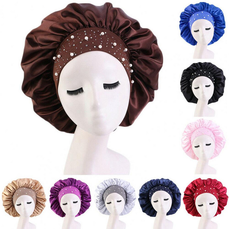 Nakts cepure Ādai draudzīga, elpojoša auduma, sieviešu guļamcepure, kas paredzēta ēdiena gatavošanai ceļojumiem, satīna dušas cepure un matu kopšanas cepure