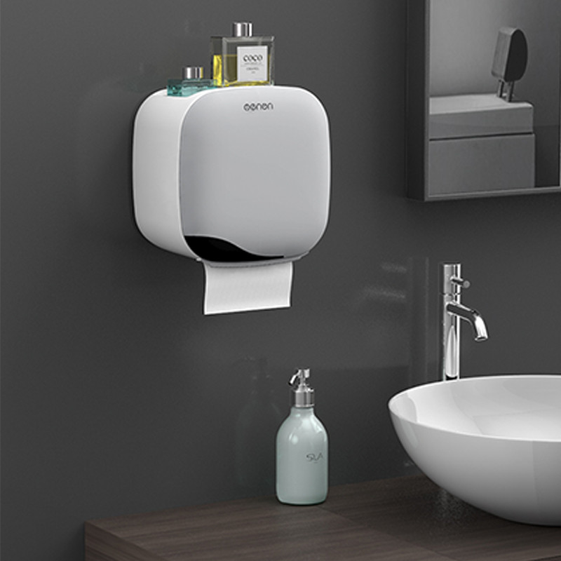 Pie sienas stiprināms tualetes papīra turētājs Ūdensnecaurlaidīgs paplātes ruļļa caurule tualetes papīra uzglabāšanas kastes paplātei salvetes kastes plaukts vannas istabas izstrādājums