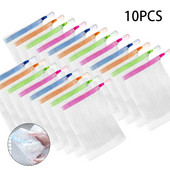 10gab/komplekts Clean putojošs sieta maisiņš Pārnēsājams pakarināms ziepju taupīšanas maisiņš vannas duša putojošs sieta tīkls tīrīšanas delikāts putu tīkls