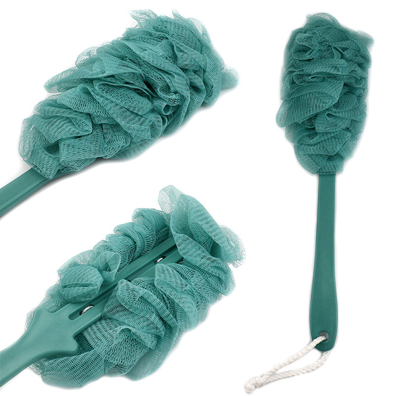 Vannas birste ar garu rokturi Palielināta vannas bumba ziedu muguras skruberis ķermeņa birste mazgāšanas sūklis pīlings dušas bagātīgām putām vannas sūklis