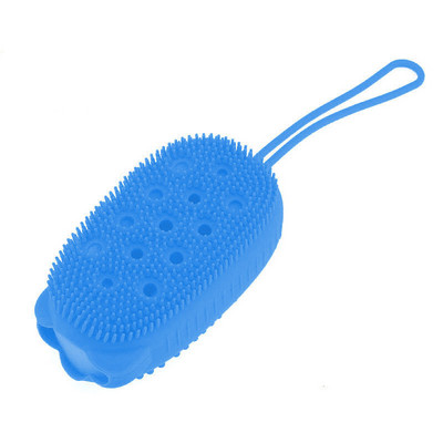 Dvostrana silikonska pjenušava četka za tijelo sa spužvicom za spremanje sapuna Masažna ribalica za vlasište Čista koža, tuš, piling rukavica