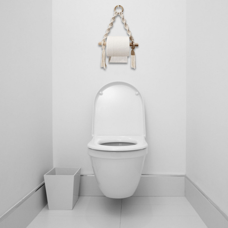 Ar rokām austs koka tualetes papīra turētājs Bohēmijas sienas istabas dekors vannas istabas dvieļu dozators mājas uzglabāšanai