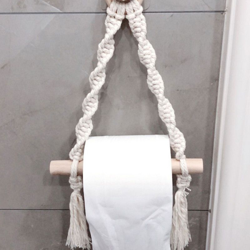 Ar rokām austs koka tualetes papīra turētājs Bohēmijas sienas istabas dekors vannas istabas dvieļu dozators mājas uzglabāšanai