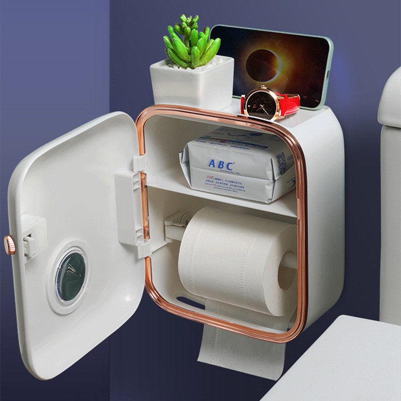 Papīra dvieļu dozators tualetes papīra turētājs salvešu kastīte tualete bez caurumošanas uzglabāšana ūdensnecaurlaidīga vannas istabas plaukta plaukts