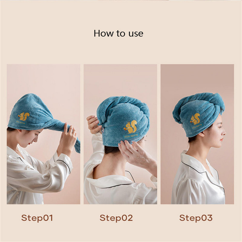Sieviešu meiteņu matu žāvēšanas cepure Ātri žūstoši matu dvieļu cepure cepure vannas cepure Mikrošķiedras cietā dvieļu cepure Super Absorption turbāna matu cepure