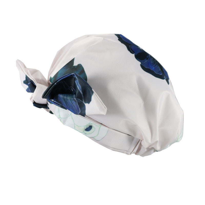 Ūdensnecaurlaidīga dušas cepure Elastīga priekšgala apdruka Ziedu naktscepure Sieviešu satīna matu pārsegs Zīda guļamcepure Vannas istabas piederumi Izejmateriāli