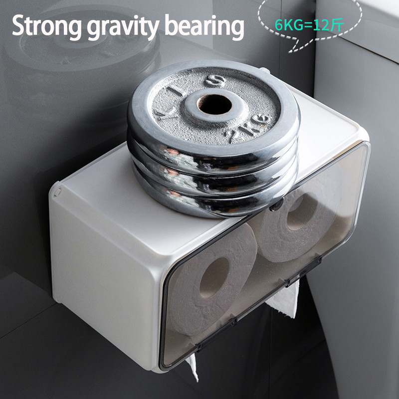 Pie sienas stiprināms tualetes papīra turētājs Ūdensnecaurlaidīgs paplātes ruļļa caurule Tualetes papīra uzglabāšanas kastes paplāte salvetes kastes plaukts vannas istabas piederumi