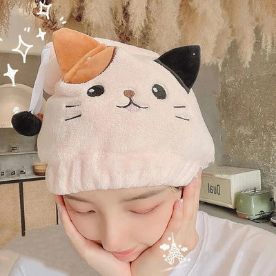 Cute Cat Kitten Kid Hair Turban Quick Dry Bath Matu Žāvēšanas Dvielis Galvas Aptinums Cepures Cepurīte Peldēšanas rīks Kaķa Ausu Raksta Dvieļi ar kapuci