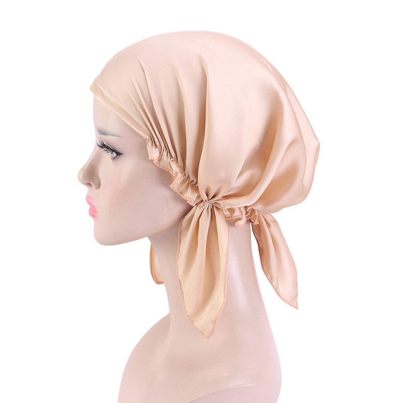 Satīna zīda guļamcepure nakts sievietēm, cieta ar elastīgu lenti matu kopšanai gariem matiem, guļamgalva dušas cepures aksesuāri