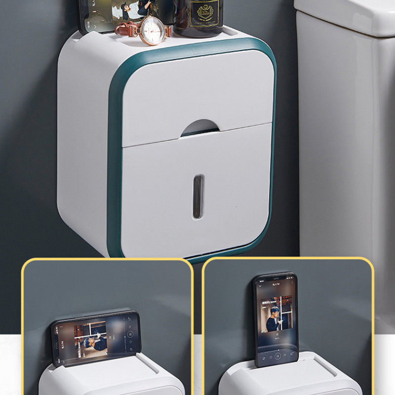 Jauns tualetes papīra turētājs bez perforatora ūdensnecaurlaidīgs audu uzglabāšanas kastīte vannas istabai pie sienas stiprināms virtuves vannas istabas glabāšanas turētājs