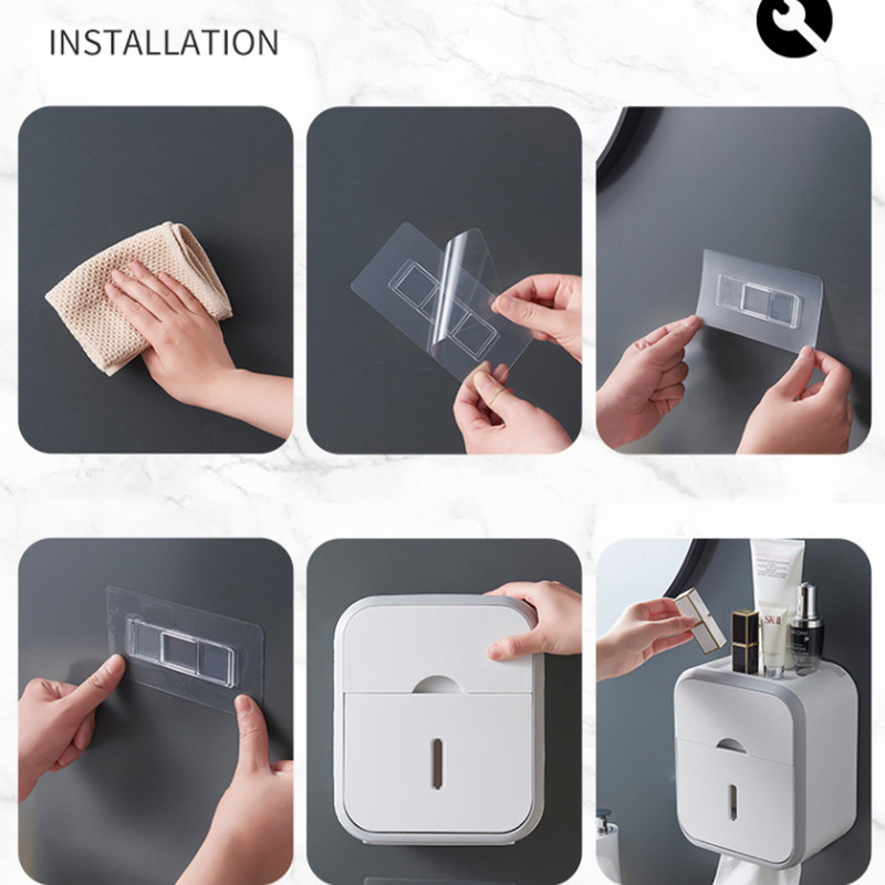Jauns tualetes papīra turētājs bez perforatora ūdensnecaurlaidīgs audu uzglabāšanas kastīte vannas istabai pie sienas stiprināms virtuves vannas istabas glabāšanas turētājs