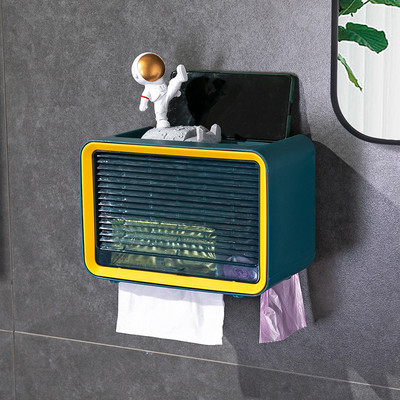 Daudzfunkcionāla audumu uzglabāšanas kaste Bez perforatora ūdensnecaurlaidīga tualetes rullīšu papīra plaukts pie sienas stiprināma tualetes papīra atvilktnes kaste