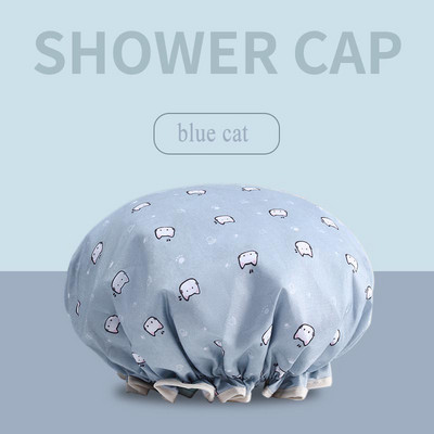 Dušas vāciņš sabiezināts materiāls Dubultā ūdensnecaurlaidīga vannas cepure dušas cepure sieviešu galvas sega Bērnu matu pārklājs vannas istabas aksesuāri
