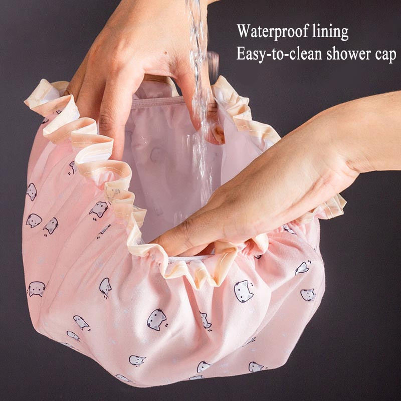 Dušas vāciņš sabiezināts materiāls Dubultā ūdensnecaurlaidīga vannas cepure dušas cepure sieviešu galvas sega Bērnu matu pārklājs vannas istabas aksesuāri