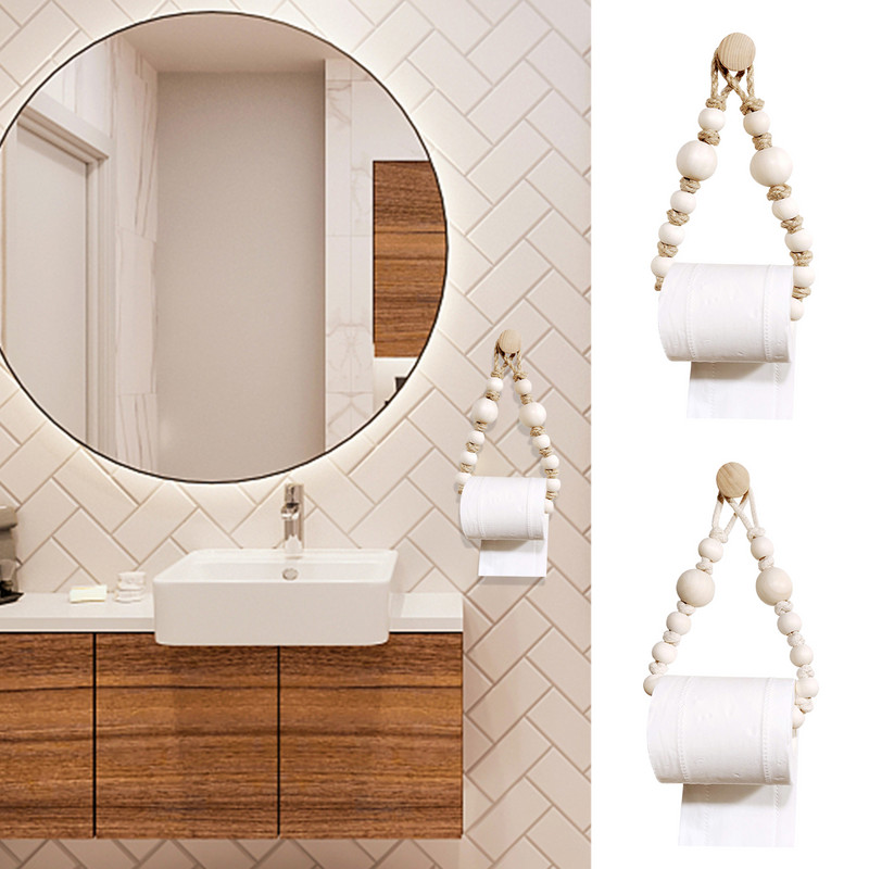 Stalak za ručnike s naljepnicama bez noktiju Drvene perle za kupaonicu Stalak za papirnate ručnike Set pribora za kupaonicu Držači za papirnate ručnike Kuhinja