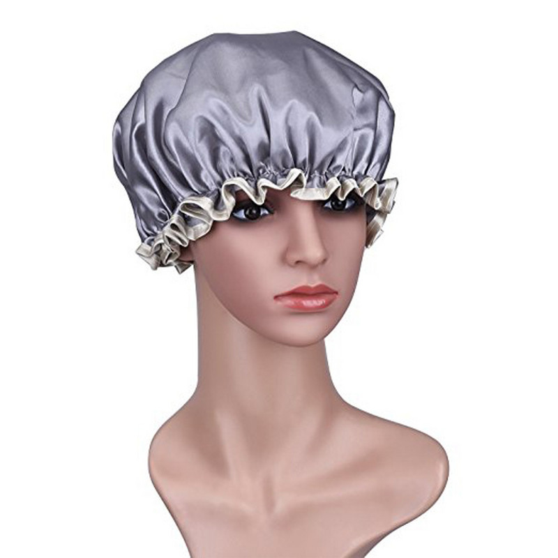 1kom lijepih debelih ženskih satenskih šešira za tuširanje Šarene kape za kupanje Kupaonske kape Dvostruka vodootporna kapa za kupanje na veliko