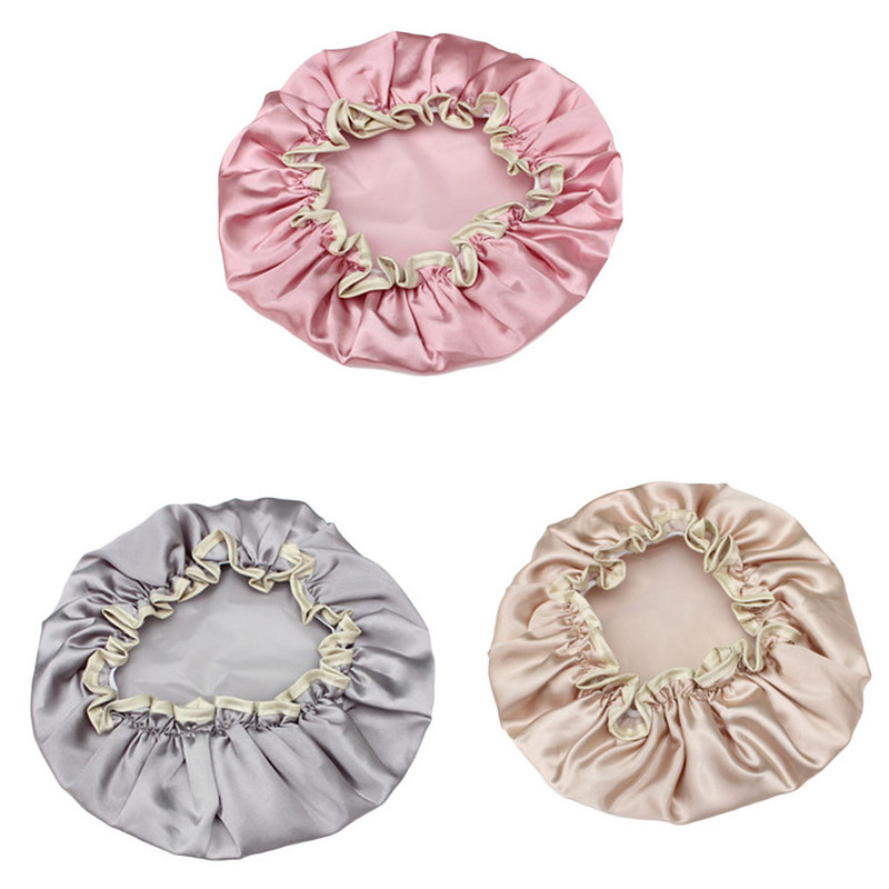 1kom lijepih debelih ženskih satenskih šešira za tuširanje Šarene kape za kupanje Kupaonske kape Dvostruka vodootporna kapa za kupanje na veliko