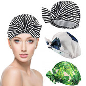 Vruća rasprodaja Vodootporna kapa za tuširanje Dvoslojna kapa za kupanje s podesivom elastičnom trakom, elegantna kapa za tuširanje za žene duge guste kose
