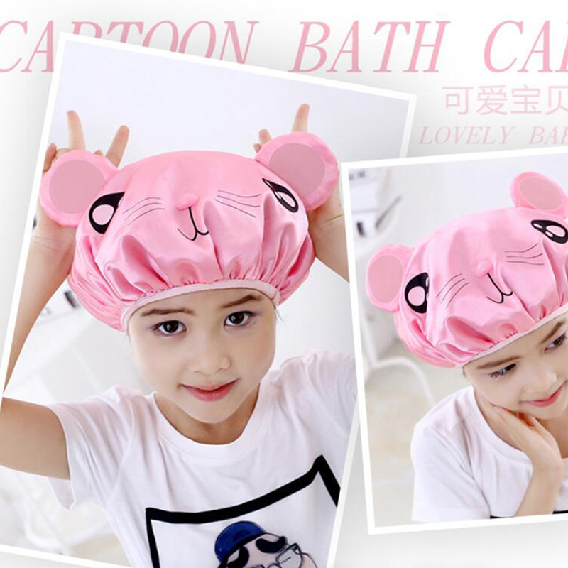 Karikatūra 1Gb Bieza ūdensnecaurlaidīga vannas cepure divslāņu dušas matu pārklājs bērniem bērniem piederumi dušas vāciņš vannas istabas piederumi