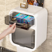 Tualetes salvešu kaste, pie sienas stiprināma ūdensnecaurlaidīga vannas istabas papīra kastīte ar perforatoru bezmaksas zīmējumu glabātuve Divslāņu plauktu piederumi